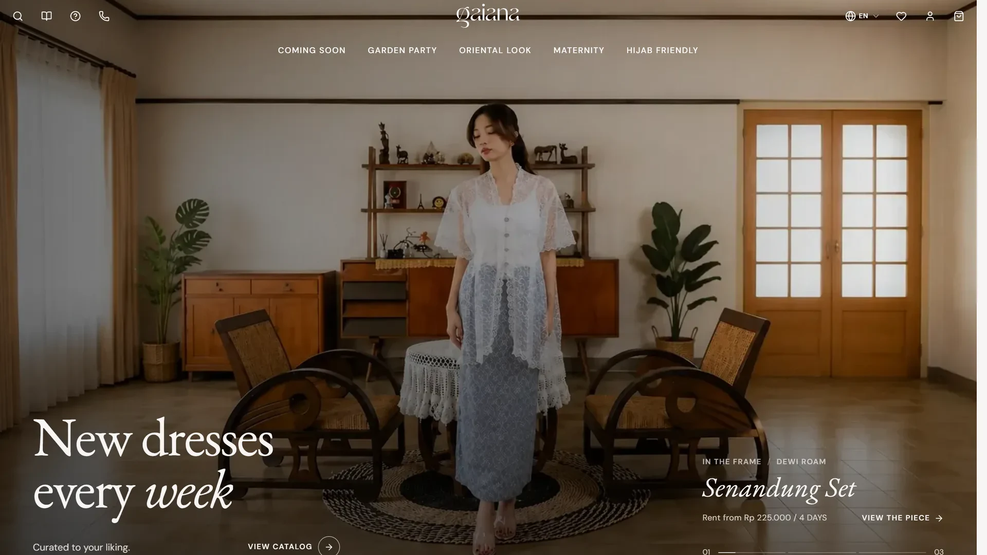 Gaiana home page with a full-bleed editorial hero